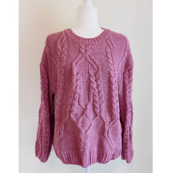Time and Tru Sweaters - Bubblegum Pink Chunky Cable Knit Chenille Sweater